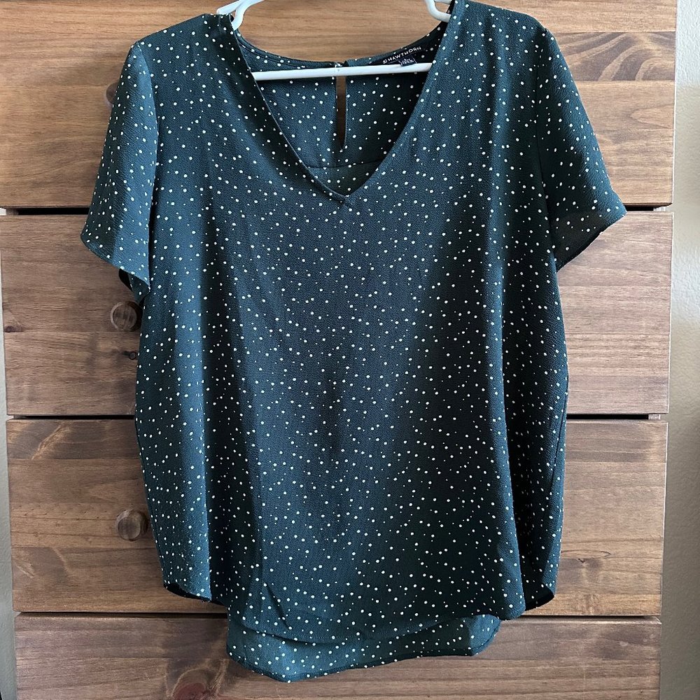 41 Hawthorn Zari V-Neck Flutter Sleeve Blouse Large Petite (LP)